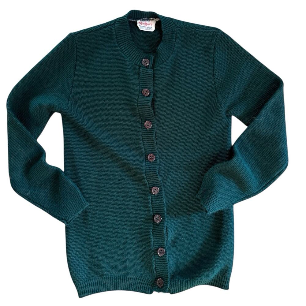 Vtg MacHenry Evergreen Cardigan Granny Sweater Acrylic Cottagecore 30 in bust